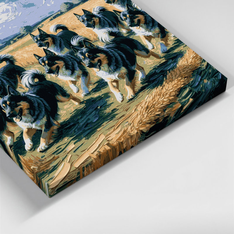 Chiens, art mural sur toile gris Vallhund suédois, H 11 po x l 14 po