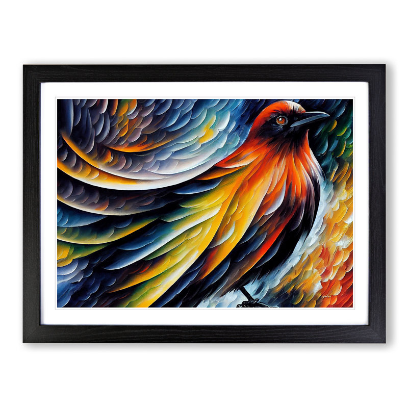 Crow Bird Vol.3 Abstract - Framed Print, Black, 25cm H x 34cm W x 2cm D