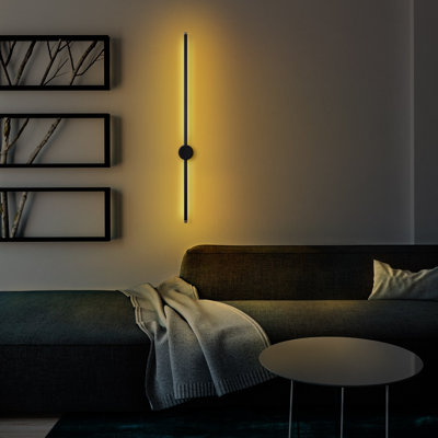 Modern Black Wall Lamp, 35.8 x 3.9 x 2.8 Inches | Durable Metal Body & Base Plate, IP20 Rated | SMD LED 13W 3000K | Stylish Industrial Design for Living Room, Bedroom, & Office | Elegant Solid Color Lighting