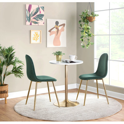Table de salle à manger ou de bar contemporaine réglable en métal doré et bois blanc