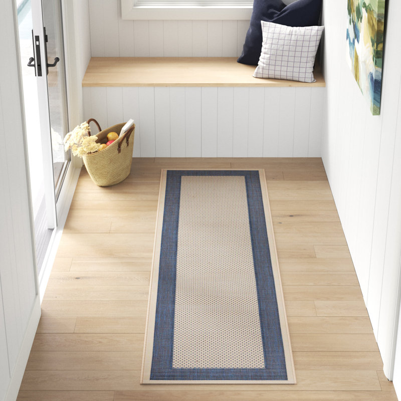 Tirrelle Beige/Navy Indoor/Outdoor Area Rug, Runner 2'3" x 8'