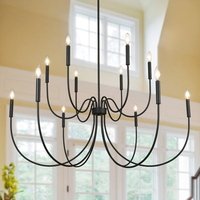 12-Light Dimmable Oversize 47" Width Chandelier