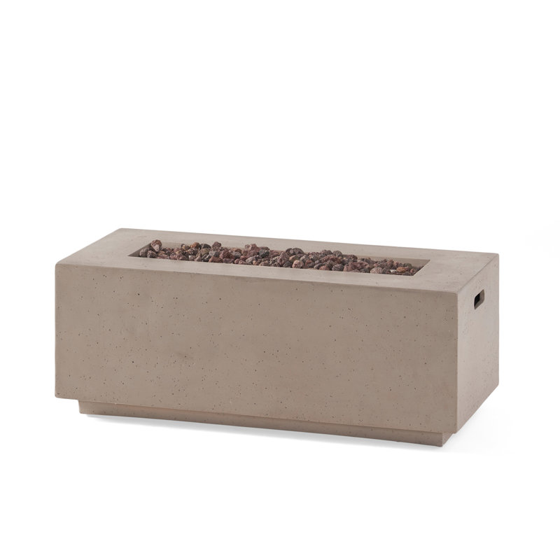 Rectangular 40,000 Concrete Fire Pit - Warm Up Your Outdoor Life, Transform Space, Light Gray, 15.03" H x 39.07" W x 19.22" D