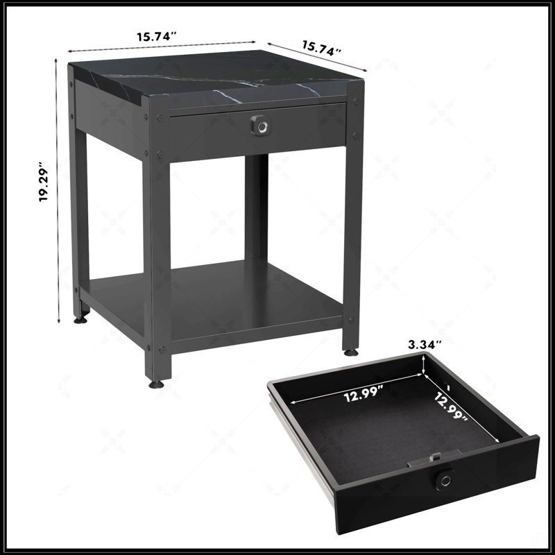 Table basse carrée à double couche, Noir