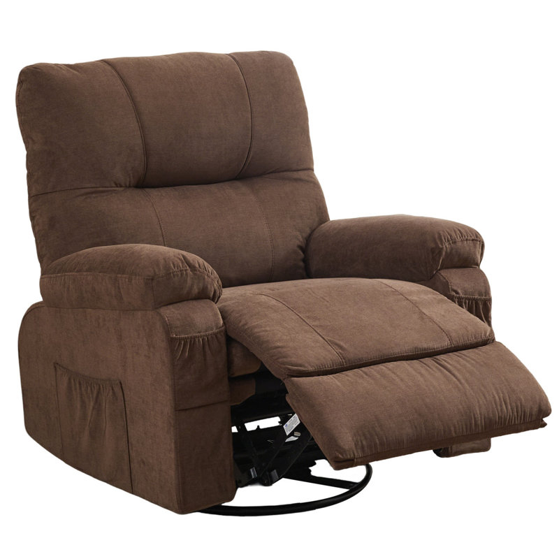 Swivel Recliner Chair, Brown Linen