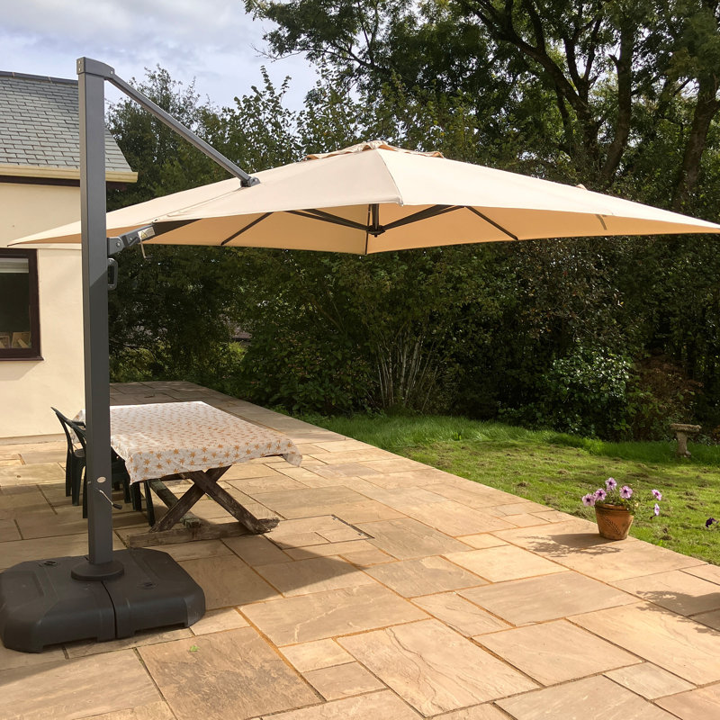 Parasol carré en porte-à-faux 12 pi Najai, sans base, beige, Brun