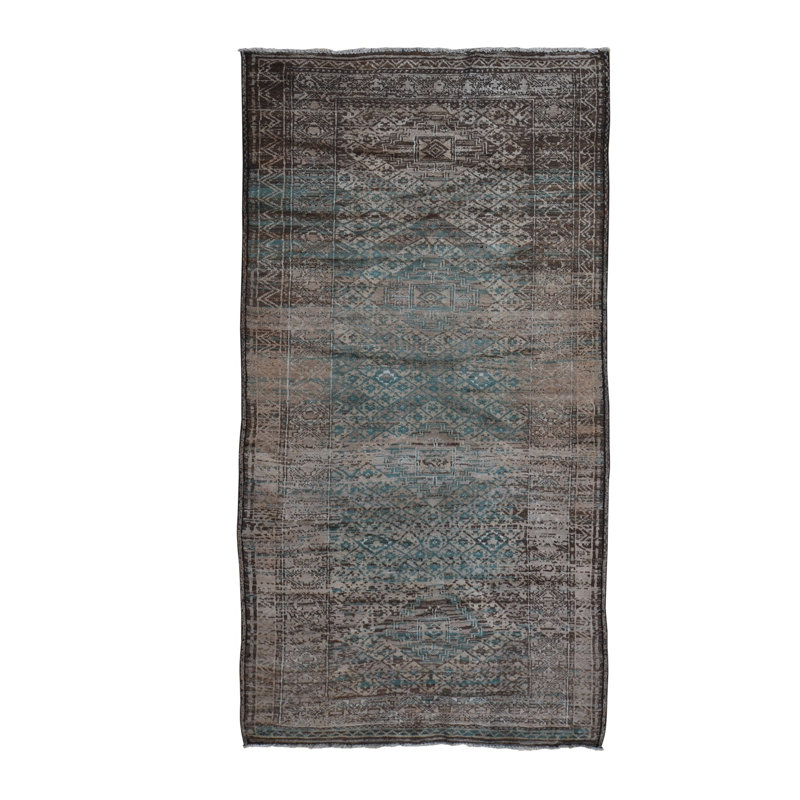 Tapis oriental en laine noué à la main 4 pi x 8 pi délavé et rétro afghan Baluch 8FDBA147ED5B4CECB34183B0D1D14274