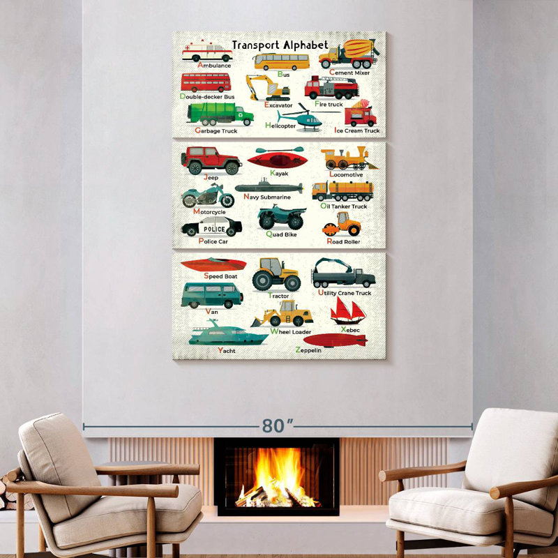 Tableau pour enfants Ashelle Transport Alphabet, H 74 po x l 48 po