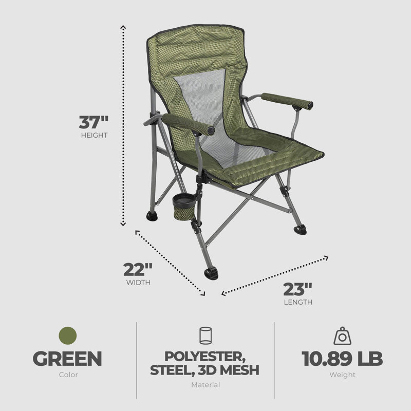  Quad Sports Oversized Folding Arm Chairs, 4 Pack, Green
