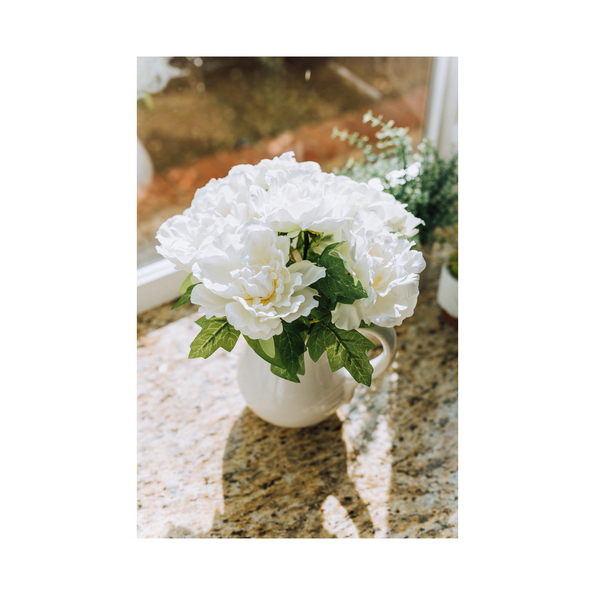Olveston Peonies Centerpiece in Vase, White