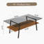 Table basse rectangulaire, plateau en verre trempé avec pieds en métal noir, table de salon moderne, verre gris-98628137