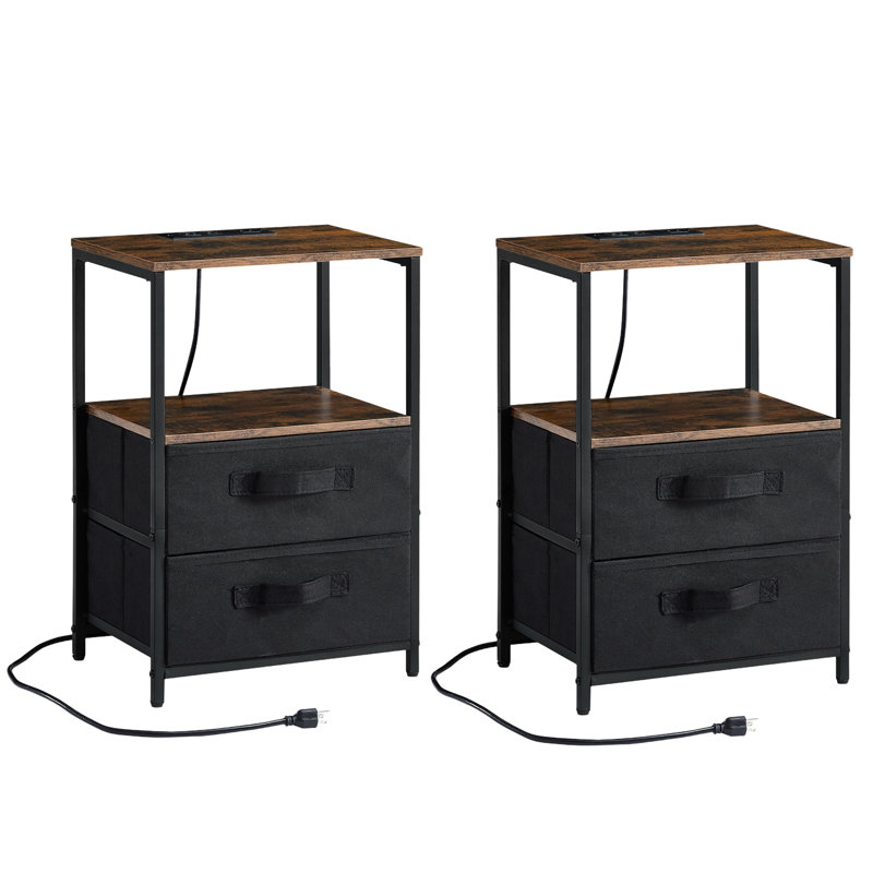 Table de bout pour table de chevet avec port USB (ensemble de 2)