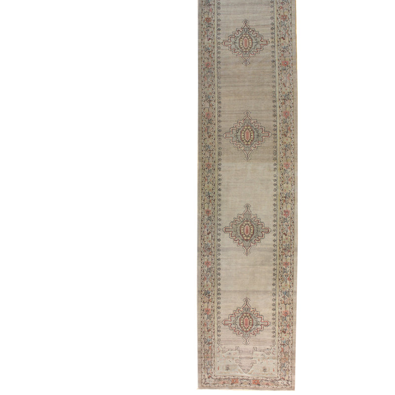 Tapis unique brun clair / rose 3 pi 7 po x 21 pi 3 po Oushak