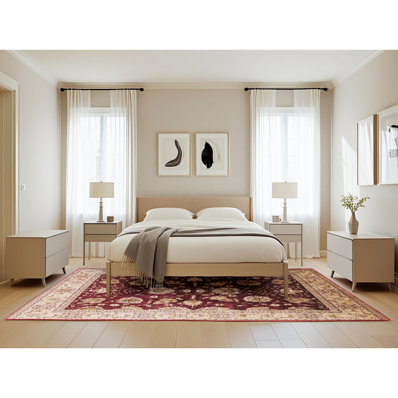 Tapis oriental ivoire / rouge Rorik, Rectangle 5 pi x 8 pi