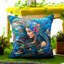 Indoor / Outdoor Blue Square Throw Pillow Cover