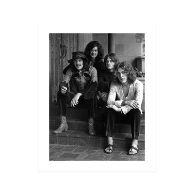 " Portrait Of Led Zeppelin Band Members Sitting On Steps At Chateau Marmont "