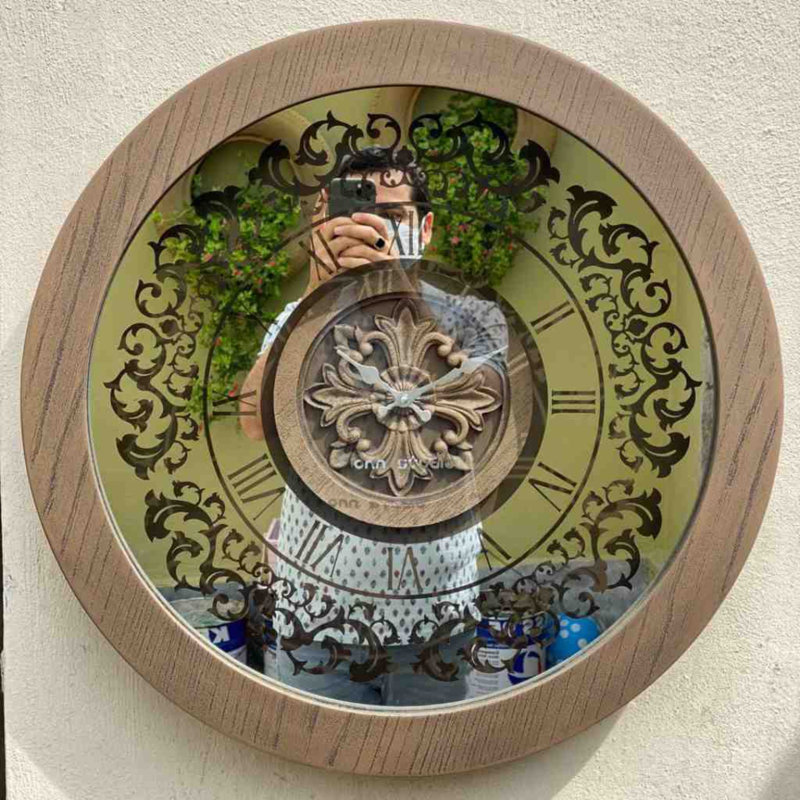 Allyna Manufactured Wood Wall Clock, 75cm H x 75cm W x 7cm D, Walnut