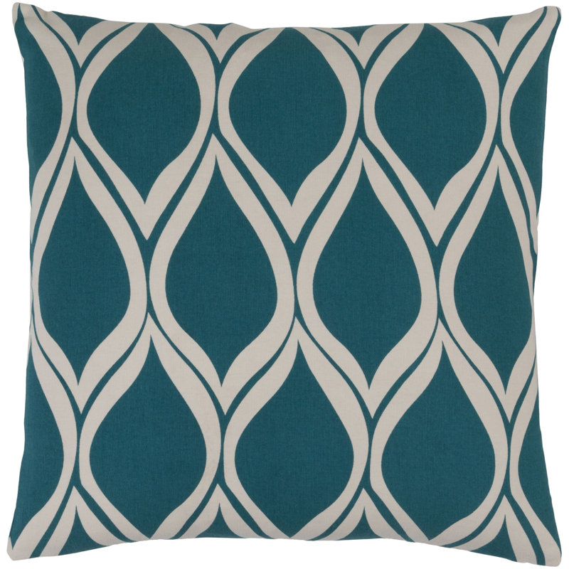 Ochoa Geometric Cotton Throw Pillow, 22" H x 22" W x 4" D, Teal / Light Gray