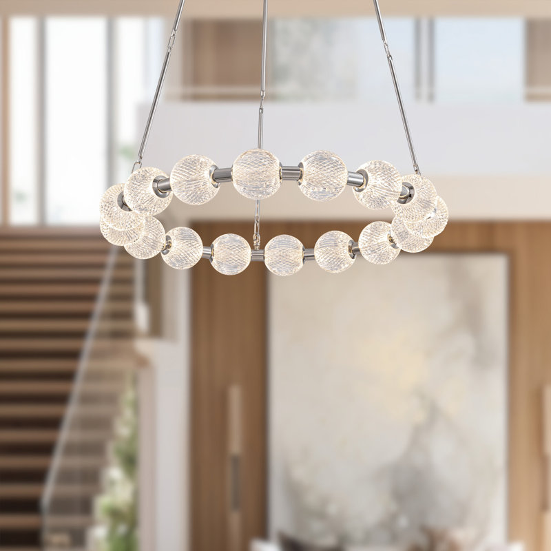 Marni Aluminum/Steel LED Chandelier, Polished Nickel, 16