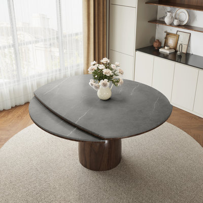 Corsa Round Extendable Dining Table Oval Pedestal