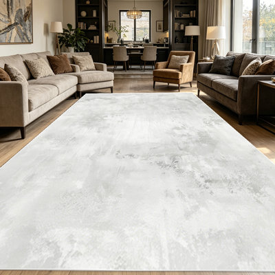 Tapis en marbre neutre patiné de 1 pièce minimaliste pour le salon, doux et confortable, convient à toutes les saisons, facile à entretenir, tapis de sol intérieur lavable à la machine, sous la ferme convenant à la table de salle à manger, à la chambre à coucher, au bureau à domicile,