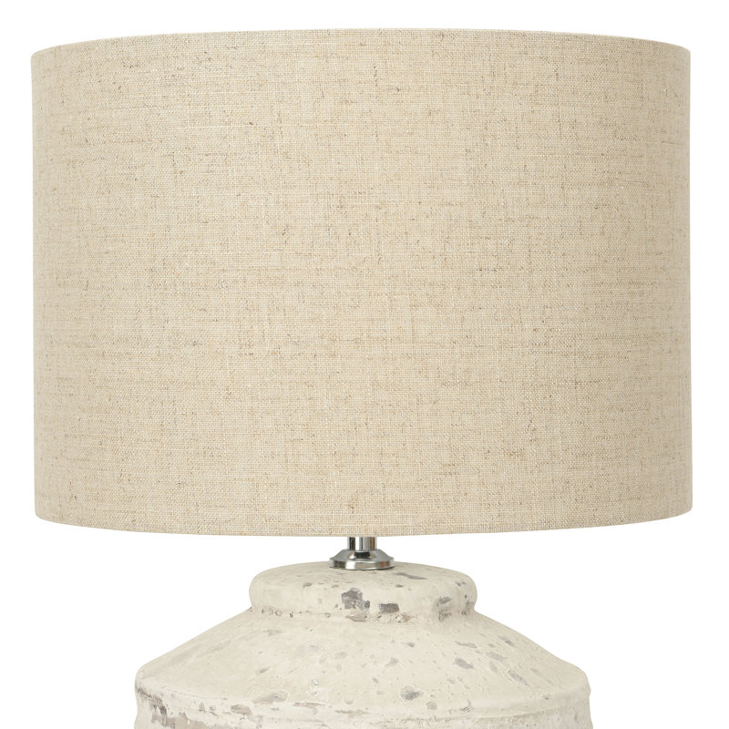 Cement Table Lamp with Linen Shade Distressed