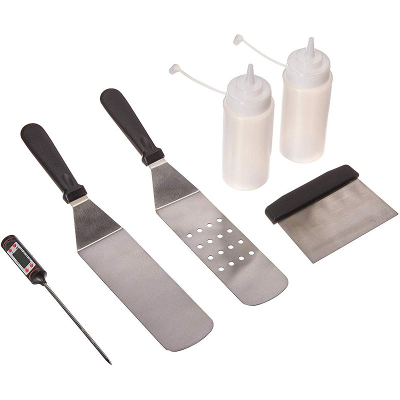 Yukon Glory 6-piece griddle tool kit with 2 spatulas, thermometer, scraper and spray bottles