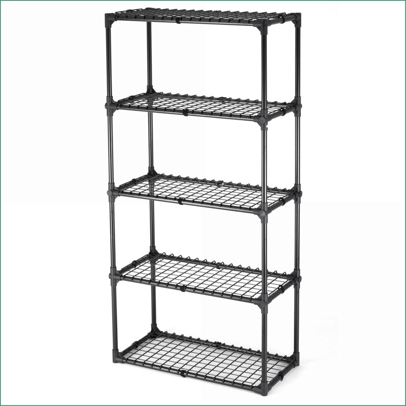 Tablette de rangement, grille métallique résistante à 5 niveaux | Capacité de 550 lb | Acier noir