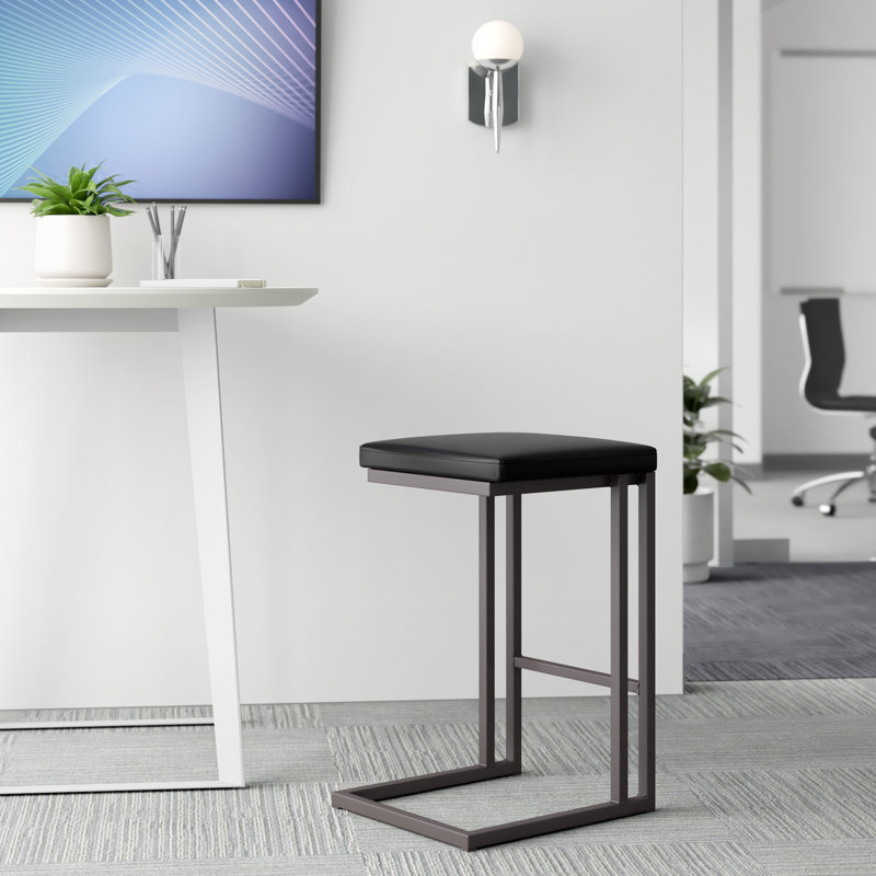 Boone Counter Stool - Grey - Onyx, Onyx Faux Leather, Gray, Counter Stool (26" Seat Height)
