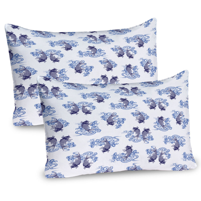 Ensemble de 2 taies décoratives de style japonais Ambesonne - bleu foncé, H 20 po x l 26 po