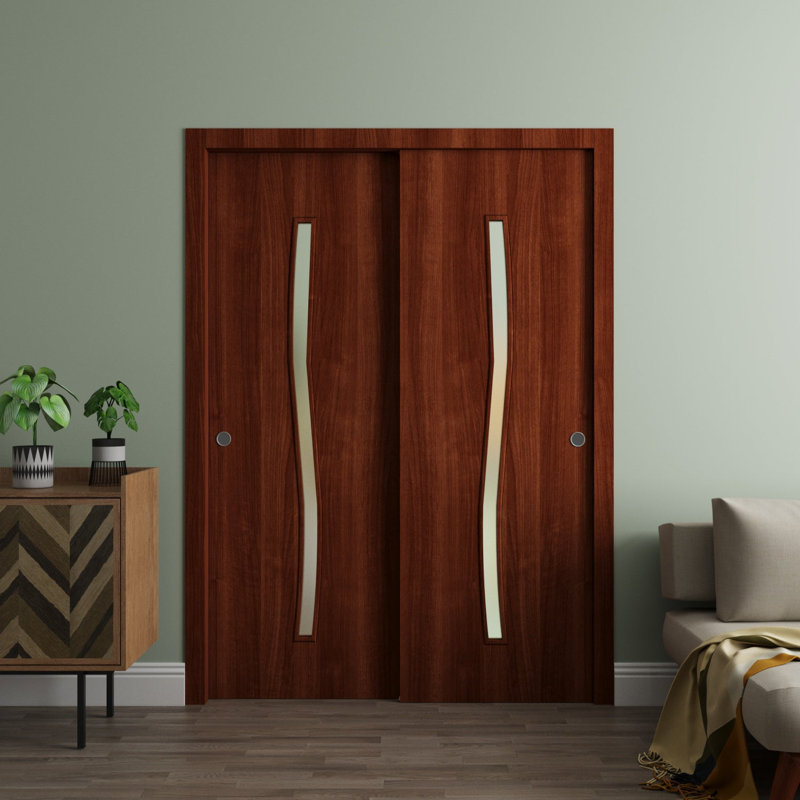 Portes coulissantes de contournement de placard - ESSENTIAL 8002 - Ensemble de quincaillerie Rails - Portes de garde-robe de chambre en bois massif