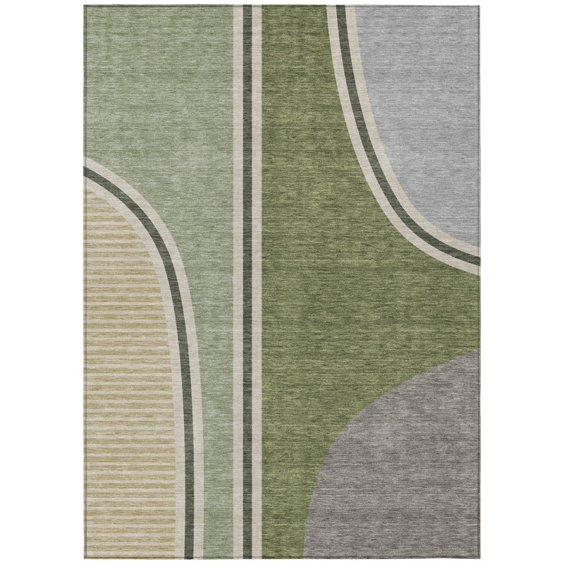 Machine Washable Indoor/Outdoor Chantille ACN2505 Modern Rug, Rectangle 10' x 14', Olive