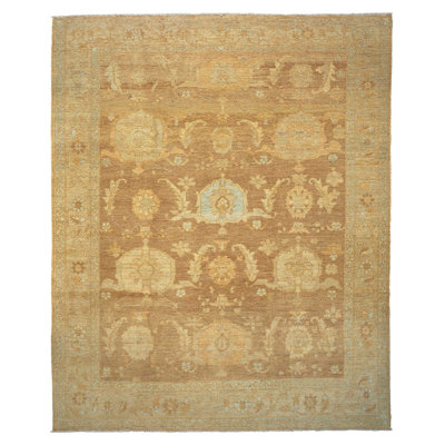 Sebastia Wool Oriental Area Rug in Brown/Gold
