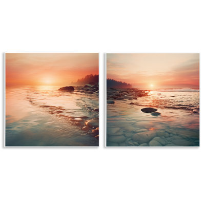Warm Sunset Melodies 2pc Wall Plaque Set, design by Lazar Studio