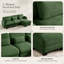 Canapé d'angle 3 places en L avec pouf amovible, canapé d'angle modulaire capitonné en chenille verte
