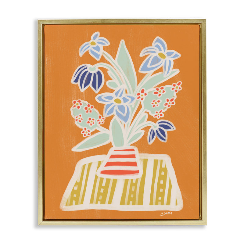 Cadre flottant Trea Flower Bouquet, design par Beki Marquardt, H 31 po x l 25 po, Cadre flottant métallique doré