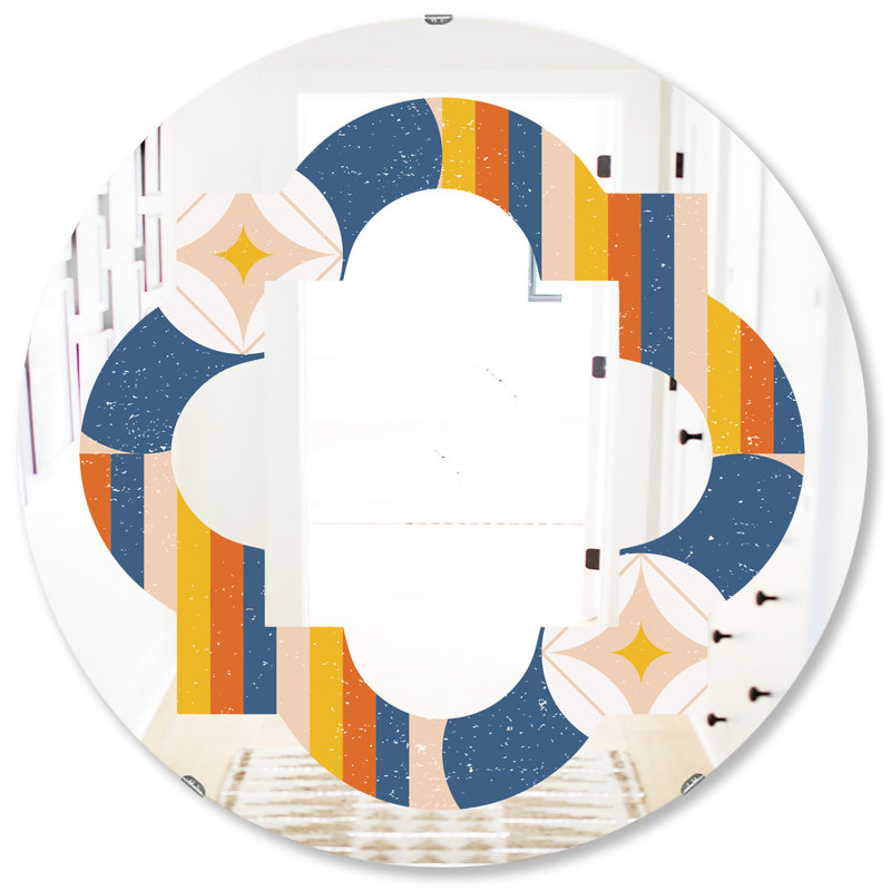 Miroir mural quadrilobe éclectique à motif floral Quatrefoil, H 31,5 po x l po