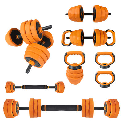 4-in-1 Adjustable Dumbbell Set, 44 LBS Home Gym Weights, Converts to Dumbbells, Kettlebell, Barbell & Push-Up Stands, Full Body Strength Training