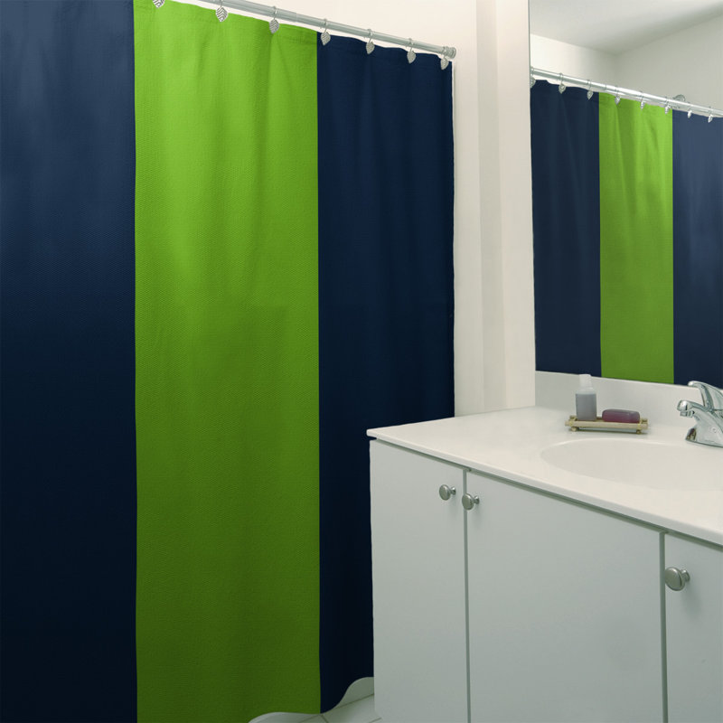 Rideau de douche simple Minnesota, Bleu minuit / vert aurore / bleu minuit, Non