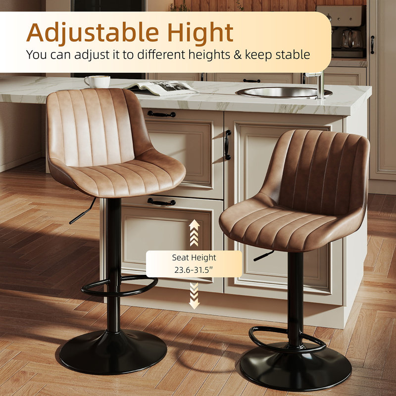 Moniq Swivel Adjustable Height Bar Stool, Dark Brown, 3