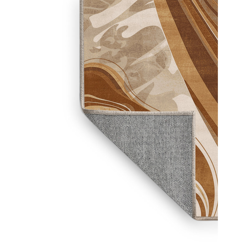 Machine Washable Brooksville Posh & Luxe Solid Color Rug in Beige – Beige Binding, 7x9