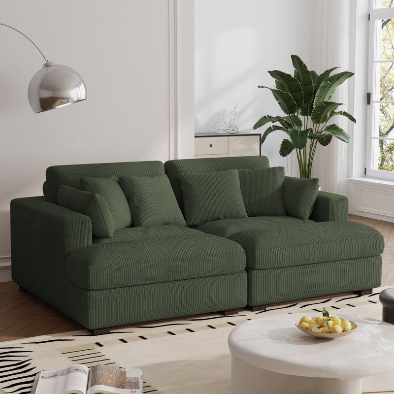 Bentura 213.4Cm Recessed Arms Modular Sleeper, Green