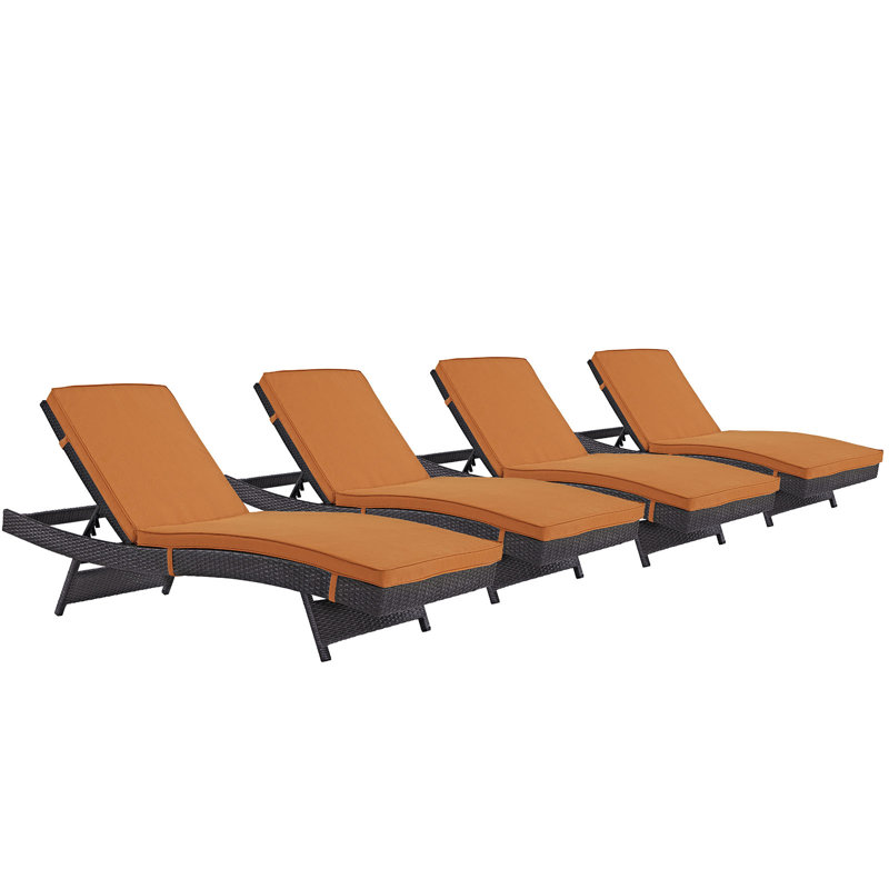 Chaises longues d'extérieur Convene en osier et rotin espresso par Modway, Orange