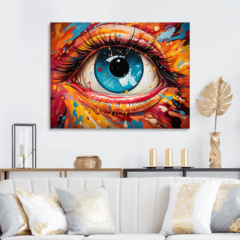 " Pop Art Colorful Eye ", 24" H x 32" W x 1" D, Wrapped Canvas