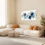 Fleurs bleues et feuilles d'or bleues, reproduction d'art sur toile tendue sur toile, ensemble de 1-1993337219