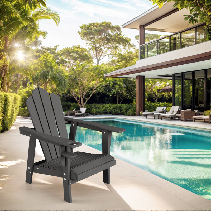 Devito All-Weather Resistant HDPE Plastic Oversize Adirondack Chair, Gray