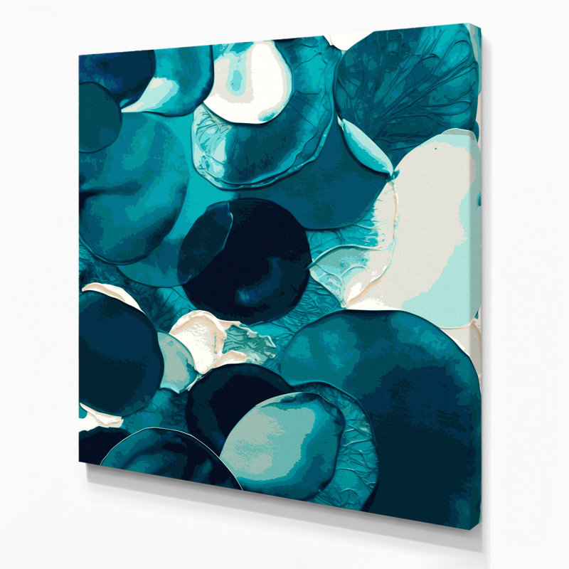Abstrait aquarelle sur toile bleue 76, H 32 po x l 32 po
