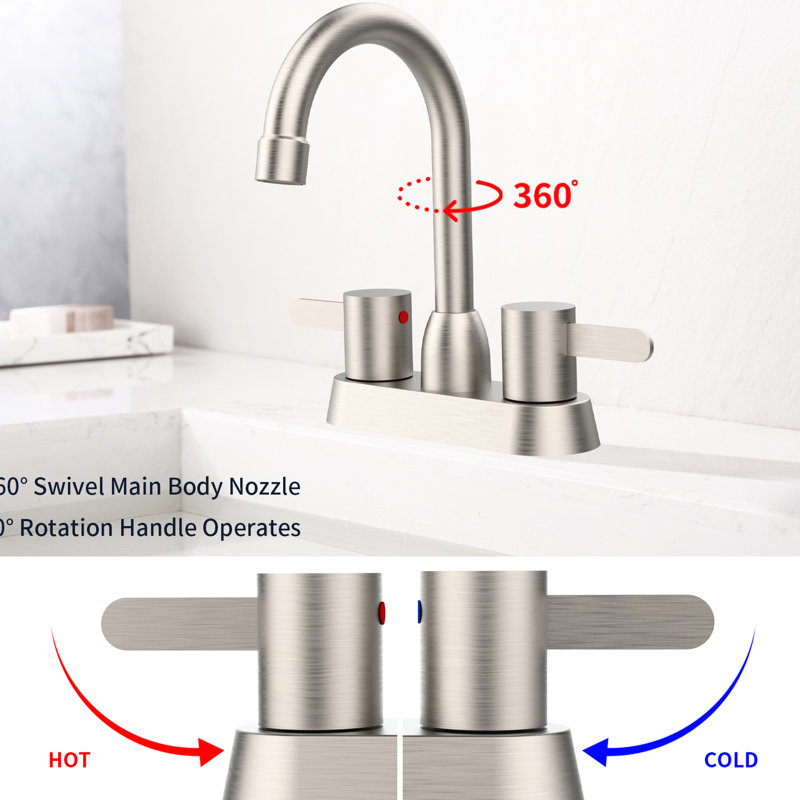 Robinet de lavabo de salle de bain à 2 poignées en nickel brossé pour véhicule récréatif - 3 trous avec bec de 8,26 po de hauteur, 5,11 po de hauteur et 4,88 po de hauteur