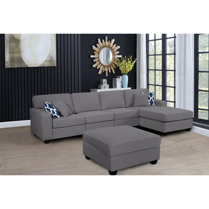 Ensemble de conversation 6 pièces Glendalis, Mélange de polyester gris foncé