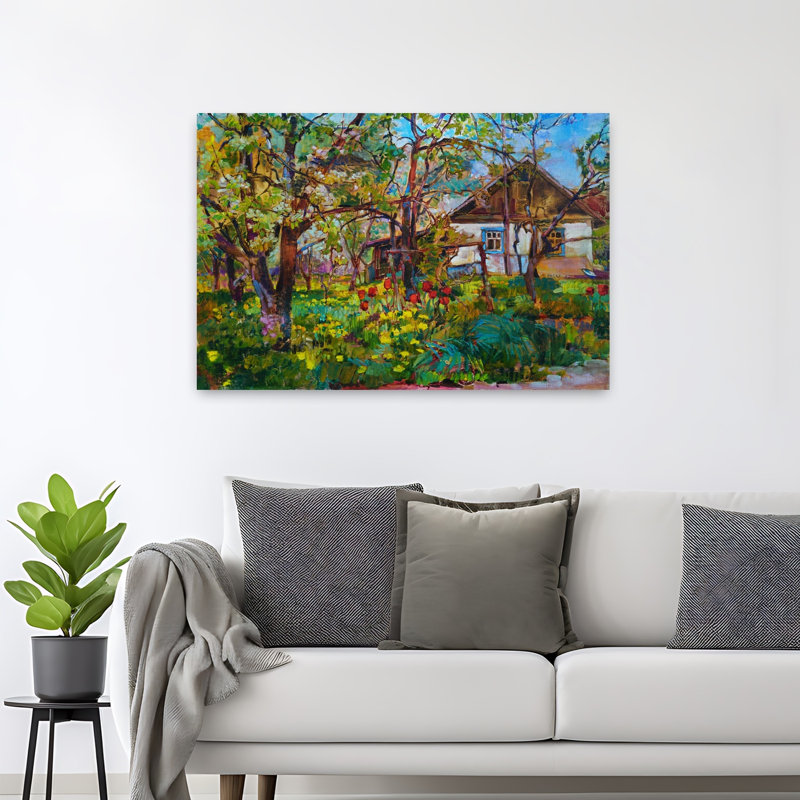 Art mural arbre en fleurs abstrait, H 32 po x l 48 po
